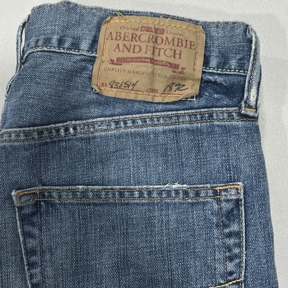 Vintage Abercrombie & Fitch Button Fly Jeans Boot Distressed Denim Size 30X29 - Picture 1 of 15